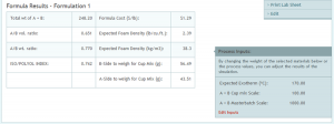 Formula Results and Inputs